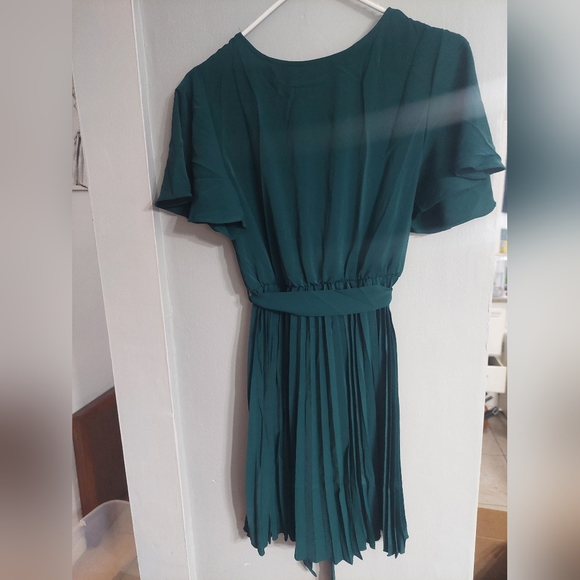 New wrap v-neck dress dark green small - Picture 3 of 5